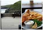 Ryba z frytkami i widok za oknem - pub The Port William w Trebarwith Strand