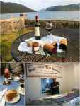U góry: degustacja szkockich serów, na dole z prawej: ciasta w Uig Community Centre, z lewej: wędzarnia ryb w Stornoway.